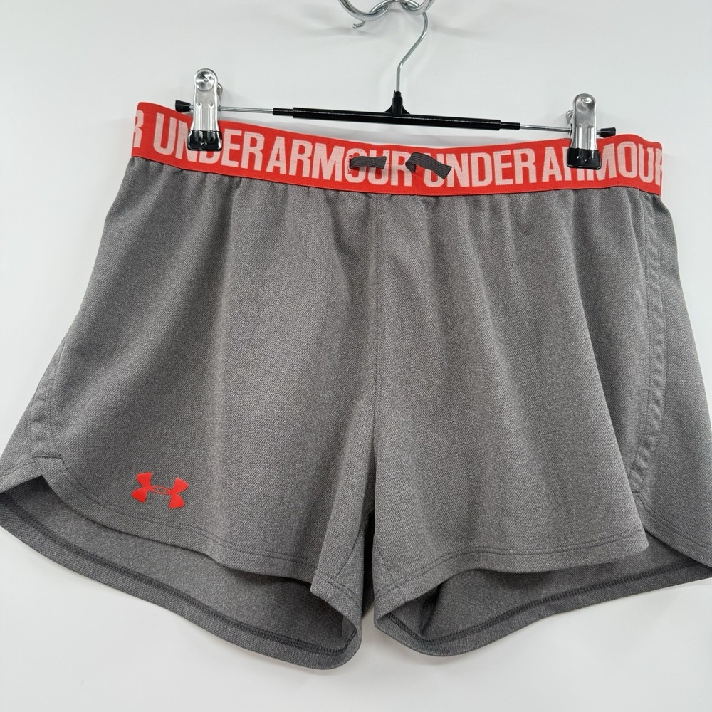 Under Armour Shorts Womens Small Loose Fit Gray Orange Running Activewear Gym